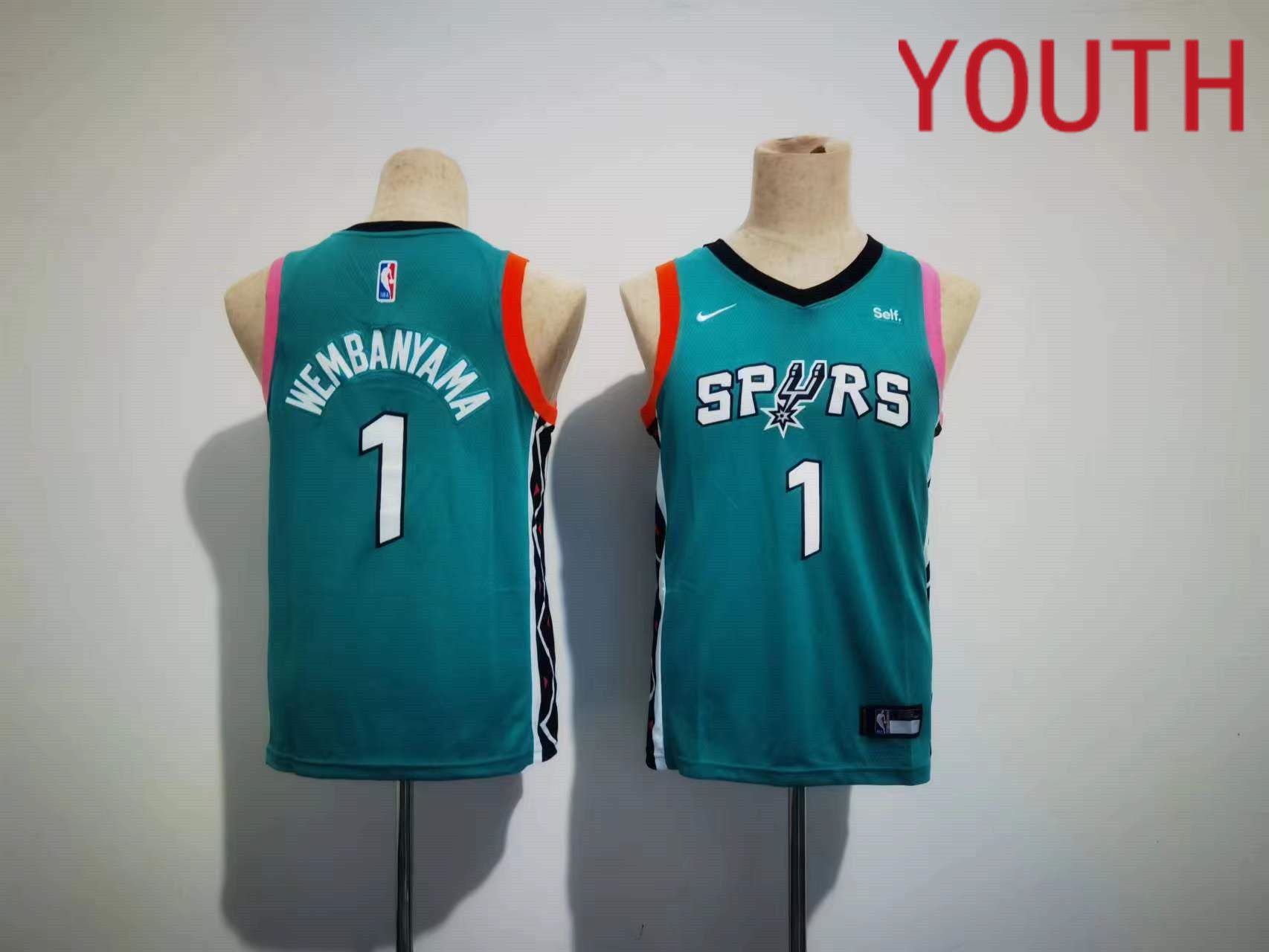 Youth San Antonio Spurs #1 Wembanyama Nike Green City Edition Swingman NBA Jersey->san antonio spurs->NBA Jersey